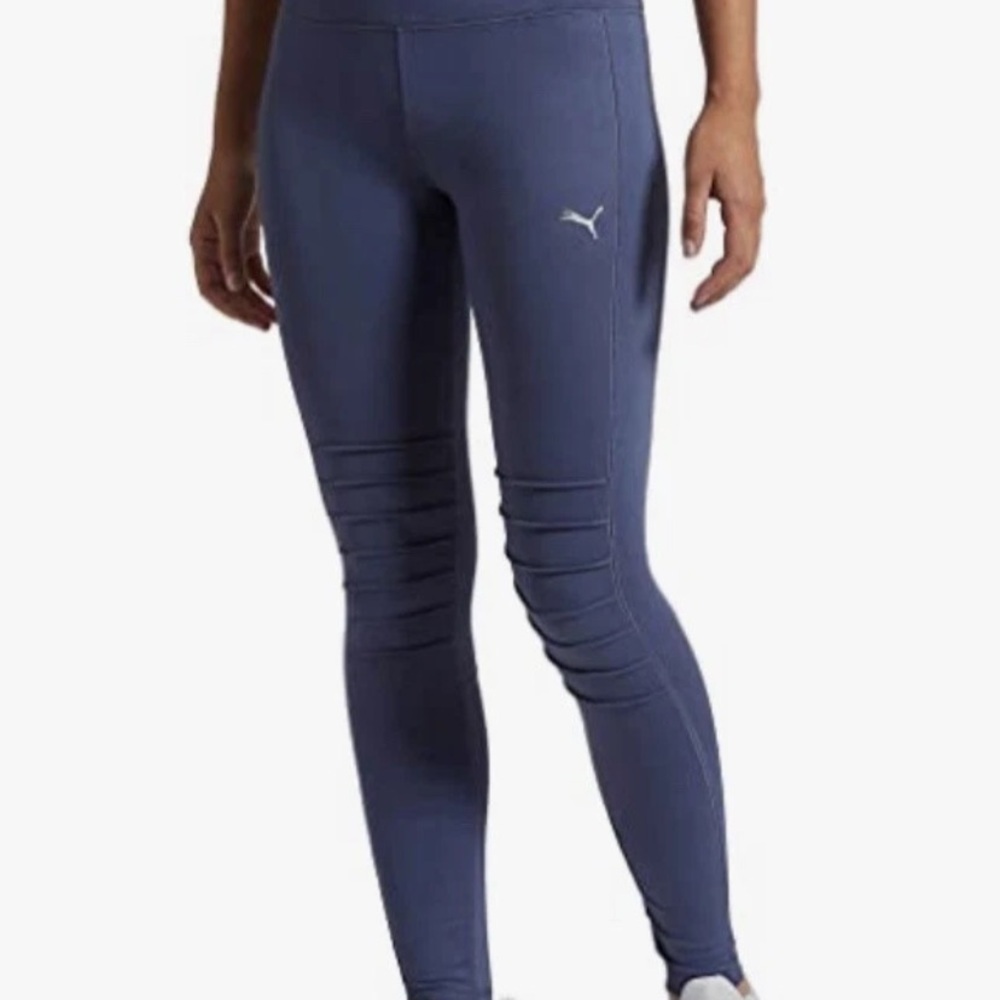 NWT Puma Prussion Blue Compression Leggings with Ribbed Panels SZ XL